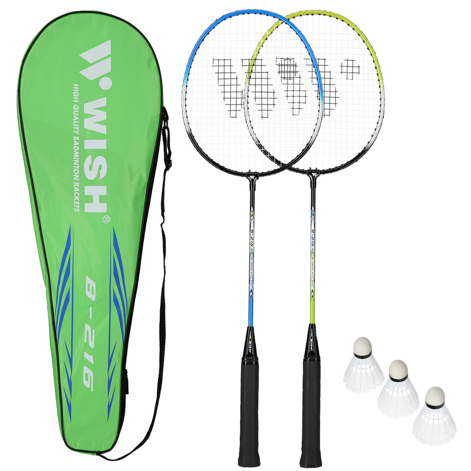 STEELTEC 216K SET MIT BADMINTONSCHLÄGERN + FEDERBÄLLEN 3 STK. WISH