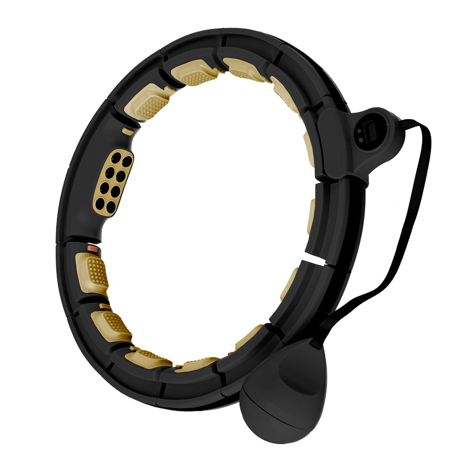 HHM13 NEW HULA HOOP SCHWARZ/GOLD MIT MAGNETEN, GEWICHT UND ZÄHLER HMS