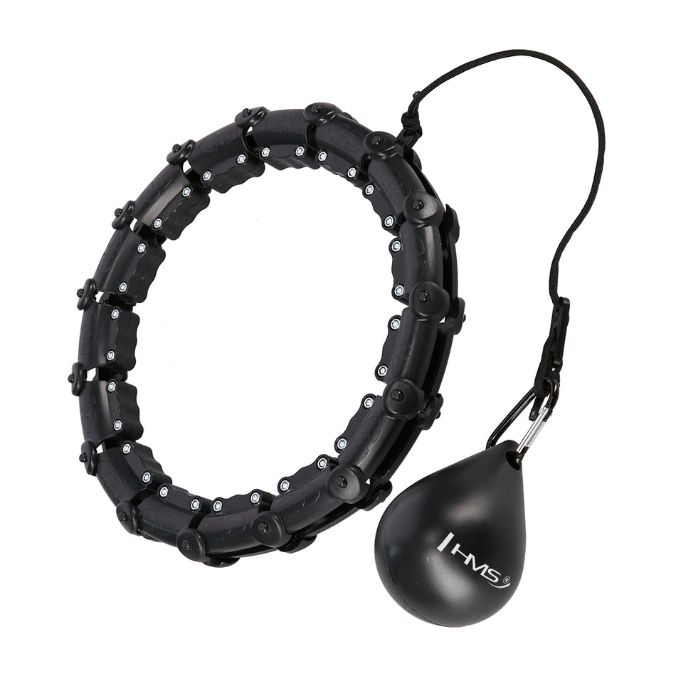 HHW02 HULA-HOOP-REIFEN BLACK MIT MASSAGEPUNKTEN UND SCHWERKRAFTBALL HMS