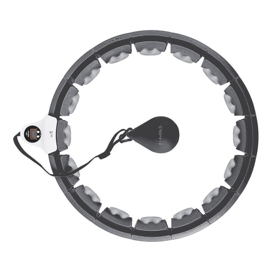 HHW06 BLACK HULA-HOOP-REIFEN MIT MASSAGEPUNKTEN UND SCHWERKRAFTBALL + ZÄHLER HMS