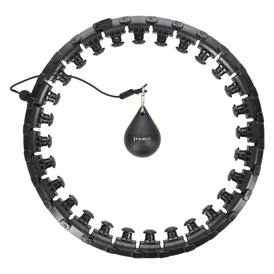 HHW12 PLUS SIZE BLACK HULA-HOOP-REIFEN MIT MASSAGEPUNKTEN UND SCHWERKRAFTBALL HMS