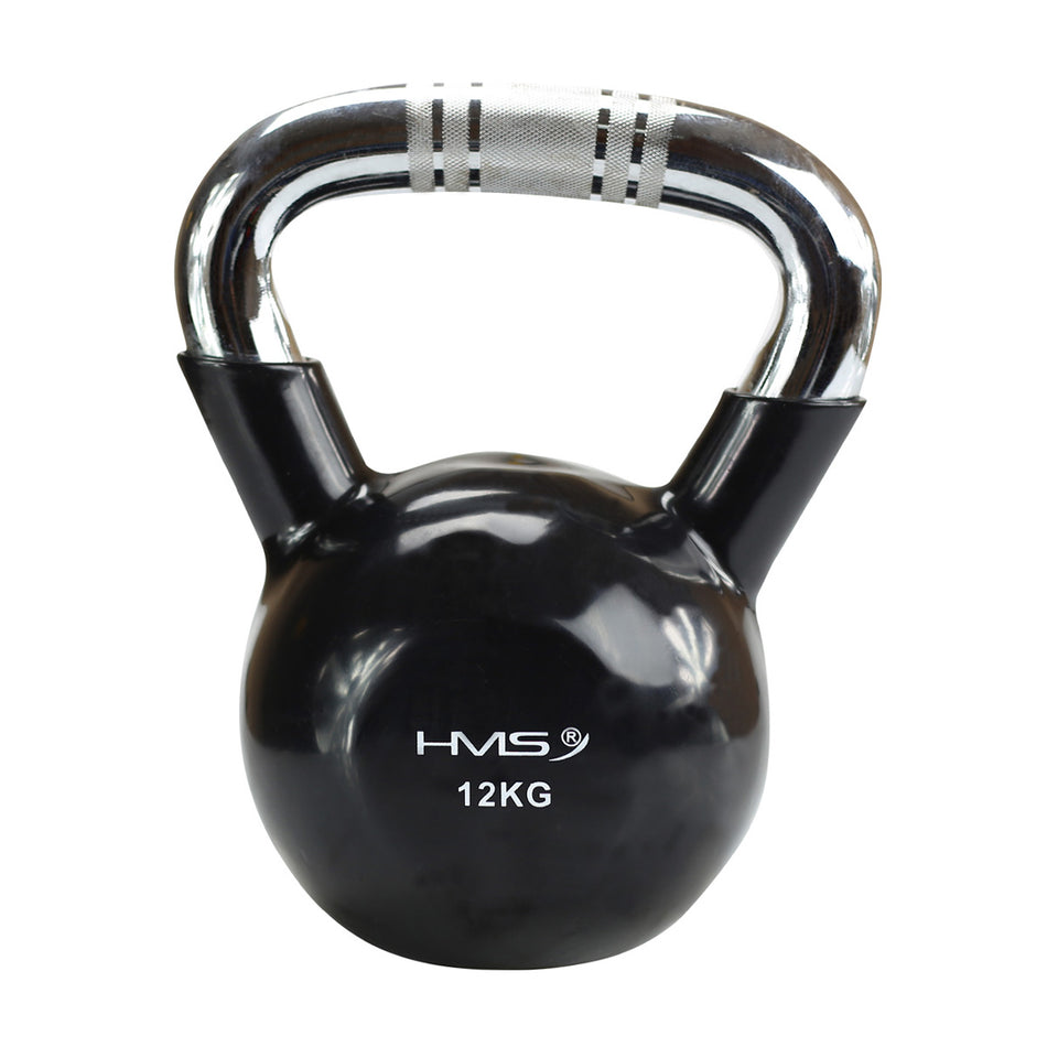 KTC12 BLACK VERCHROMTER GRIFF GERÄNDELT KETTLEBELL AUS GUSSEISEN HMS