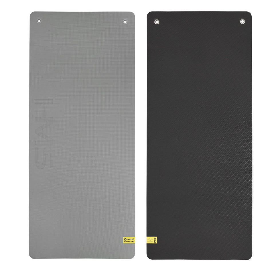 MFK08 GRAU-SCHWARZ FITNESSMATTE MIT ÖSEN 140*60 CM EVA 15 MM HMS PREMIUM