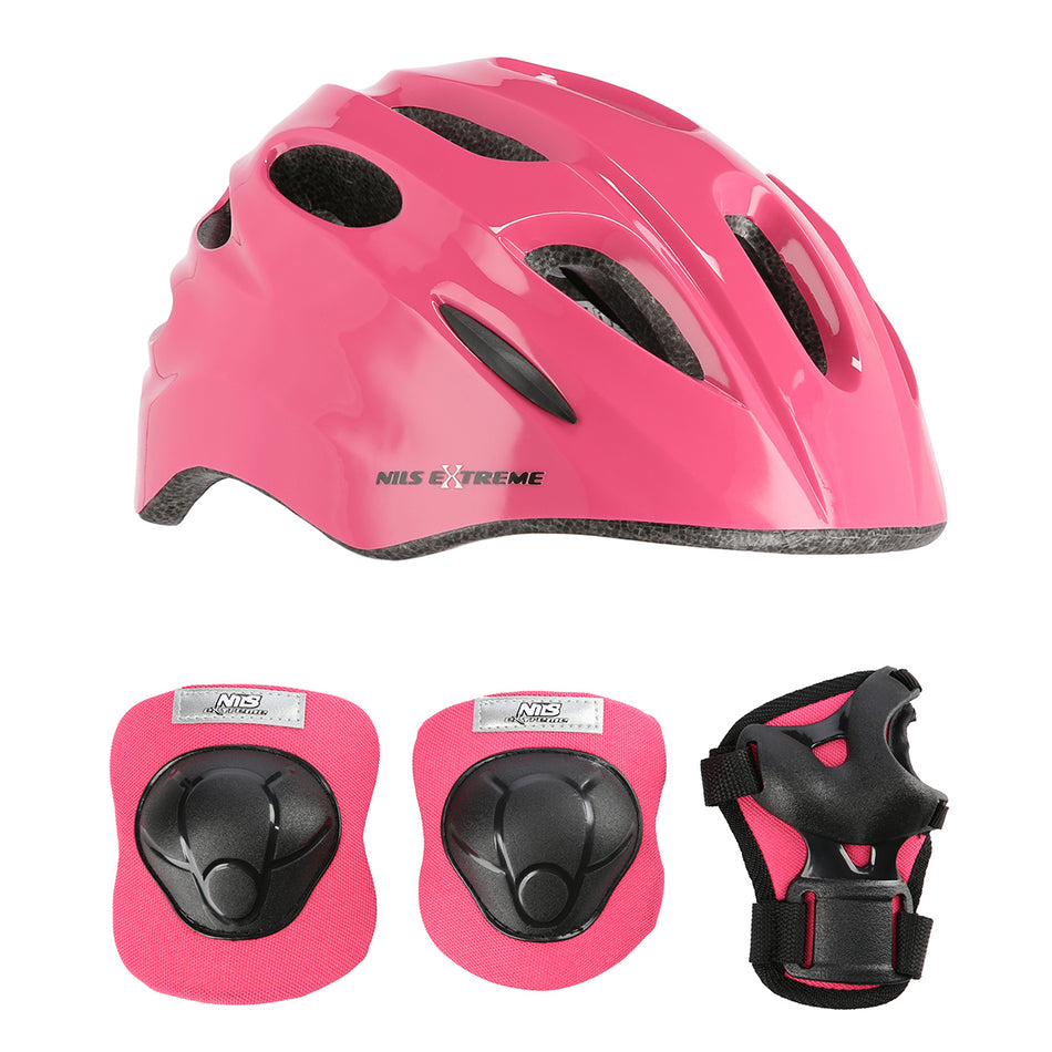 MTW01+H210 ROSA GRÖßE XS HELM MIT SCHÜTZERN SET NILS EXTREME