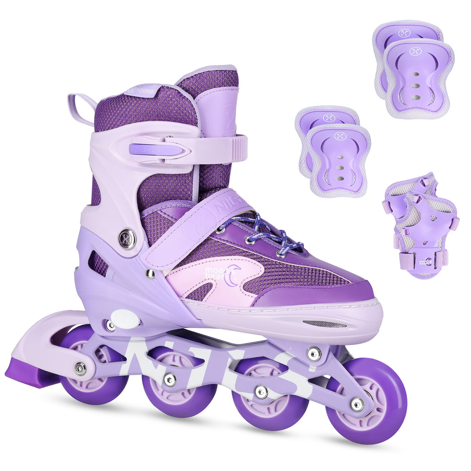 NA0189 LED-ROLLERBLADE-SET MOONBEAM PURPUR GRÖSSE S (31-34) NILS EXTREME