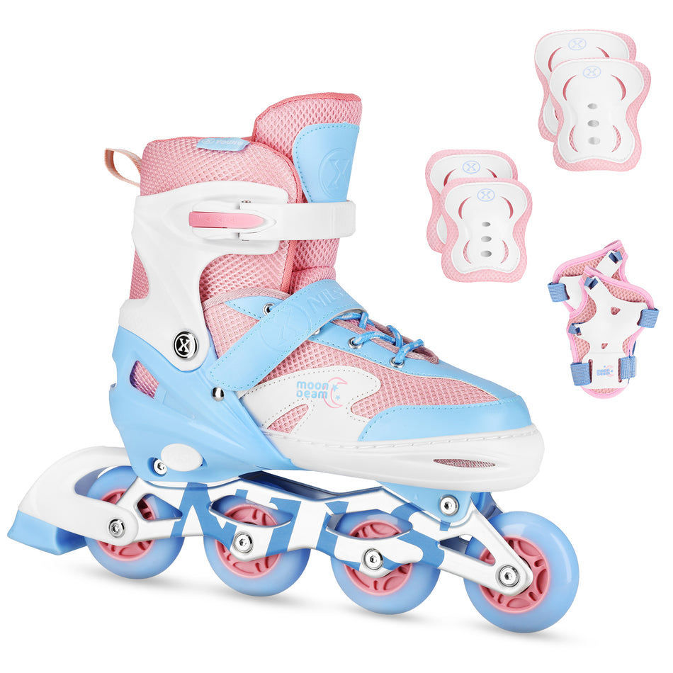 NA0189 LED-ROLLERBLADE-SET MOONBEAM WEISS GRÖSSE S (31-34) NILS EXTREME