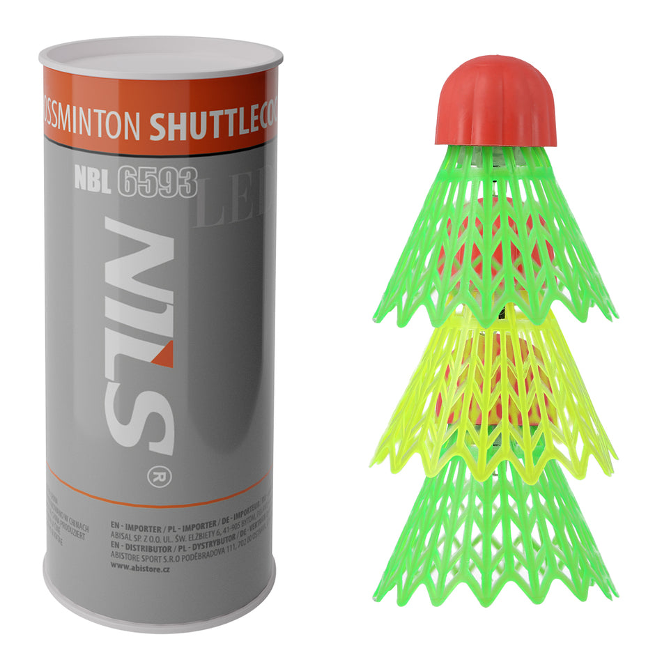 NBL6593 FEDERBÄLLE NYLON LED CROSSMINTON NILS 3 ST.