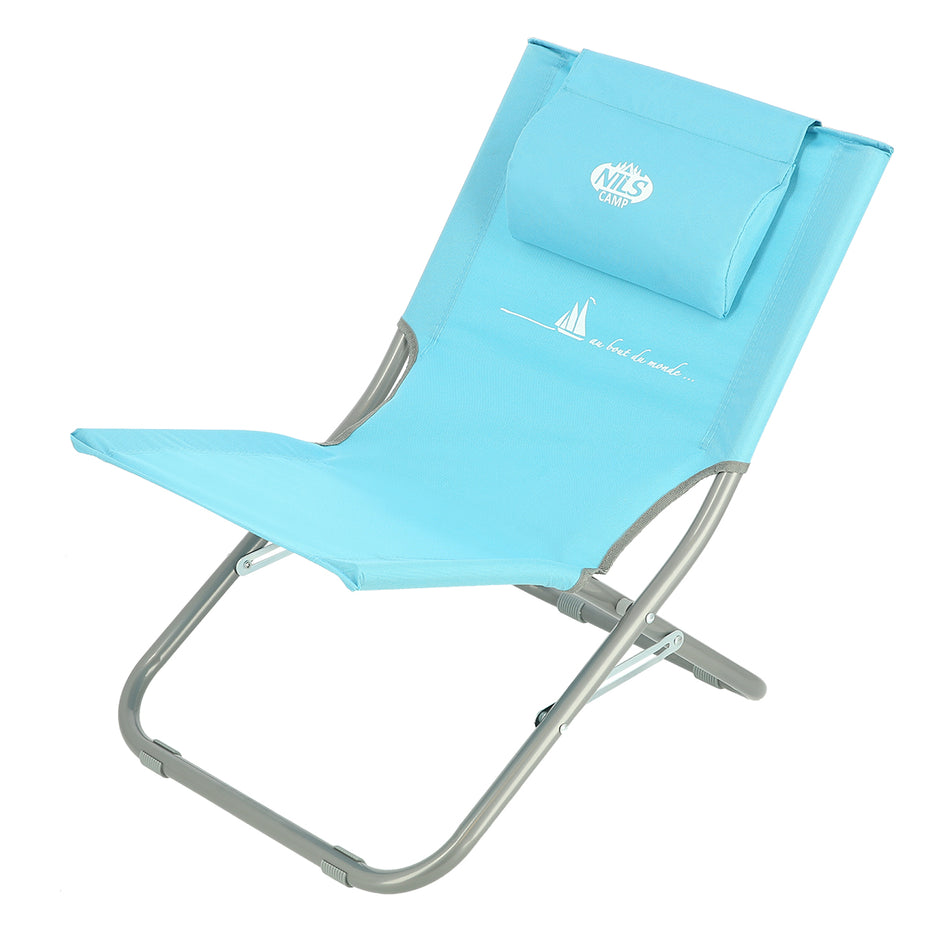 NC3136 BLAU STRANDSTUHL MIT KISSEN NILS CAMP