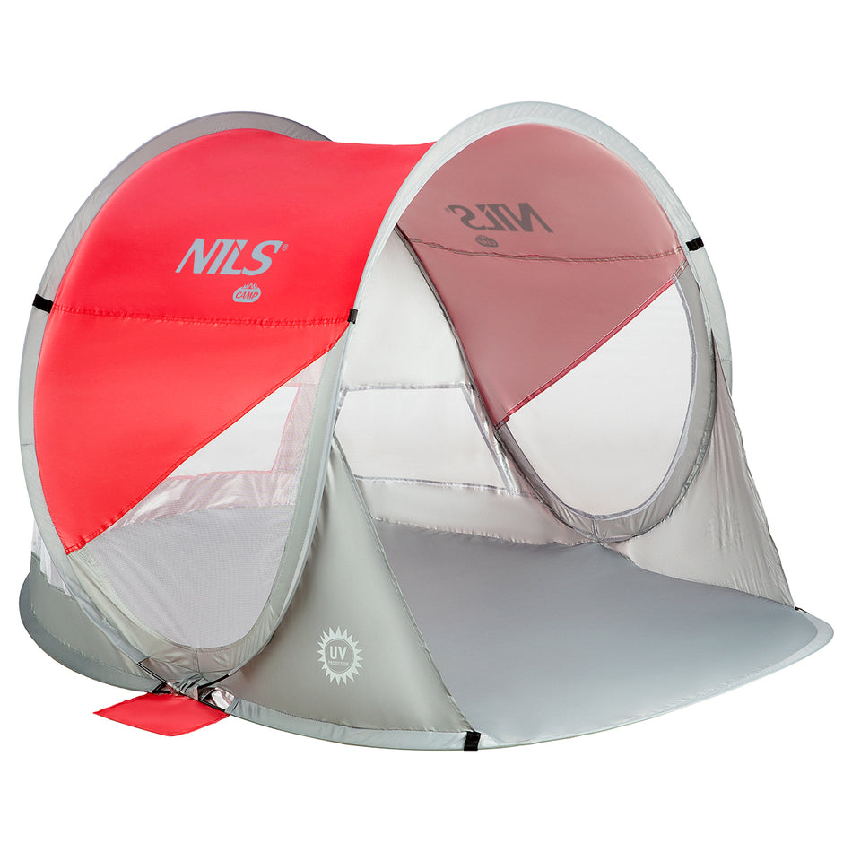 NC3142 STRANDZELT SELBSTAUFBAUEND ROT-GRAU 150x120x100 BODEN NILS CAMP
