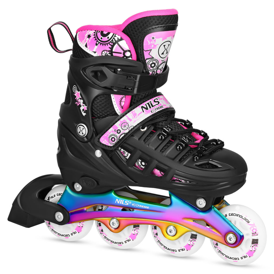 NH10905 4in1 PINK LED RAINBOW GRÖSSE L (39-42) INLINE/EIS-SCHLITTENSCHUHE NILS EXTREME