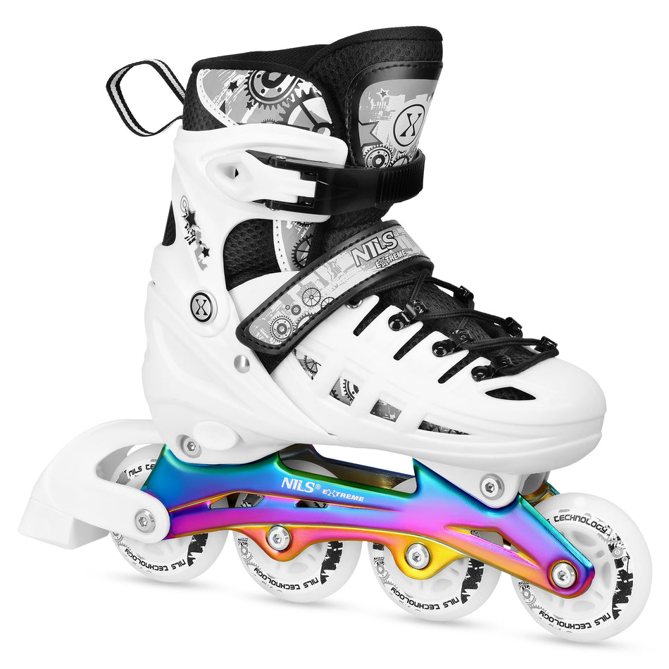 NH10905 4in1 WEISSE LED-RAINBOW-GRÖSSE L (39-42) INLINE-/EIS-SCHLITTENSCHUHE NILS EXTREME