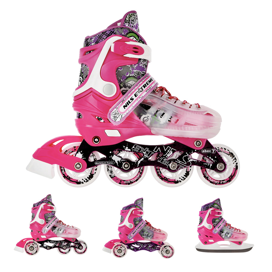 NH18122 4-IN-1 ROSA GRÖßE L (39-43) INLINER MIT DER AUSTAUSCHBAREN EISHOCKEY-KUFE NILS EXTREME