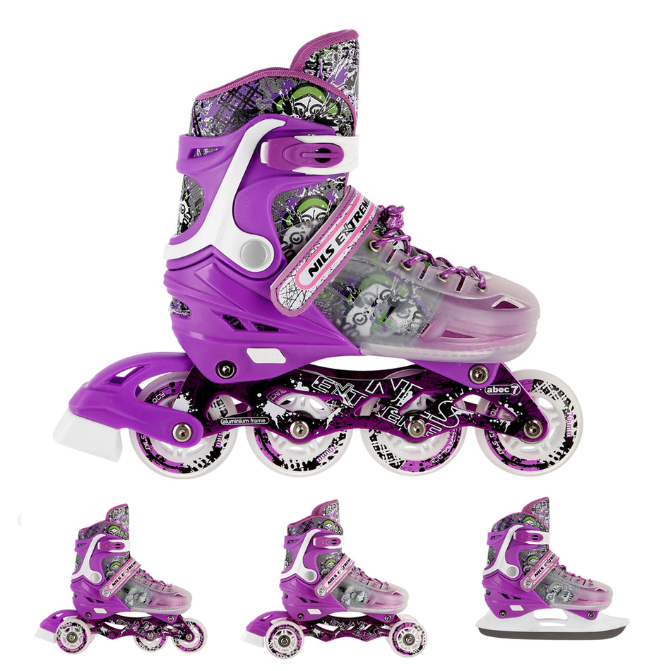 NH18122 4-IN-1 VIOLETT GRÖßE L (39-43) INLINER MIT DER AUSTAUSCHBAREN EISHOCKEY-KUFE NILS EXTREME