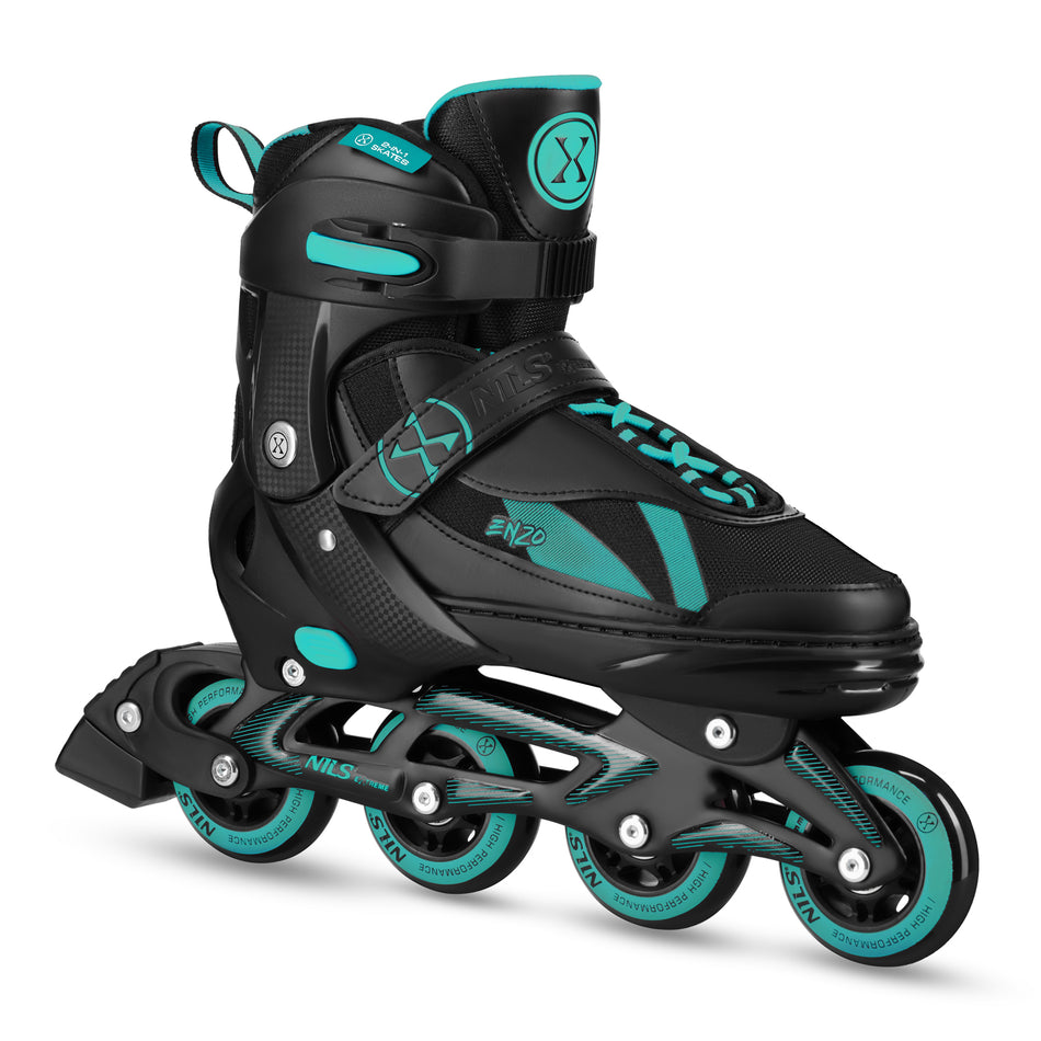 NH382 INLINE-SKATES 2-IN-1 ENZO TÜRKIS GR. S (32–35) MIT AUSTAUSCHBAREM HOCKEYKUFEN NILS EXTREME