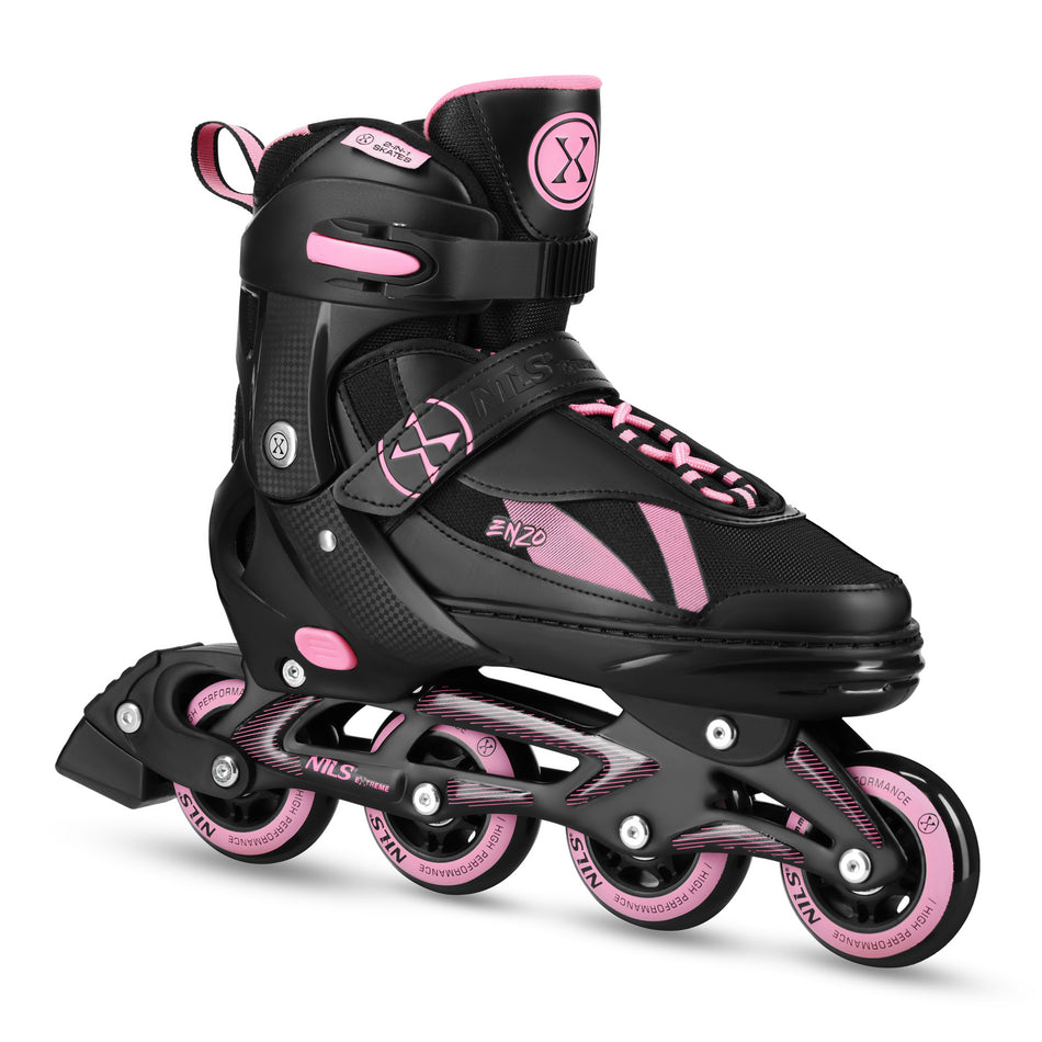 NH382 INLINE-SKATES 2-IN-1 ENZO ROSA GR. M (36–39) MIT AUSTAUSCHBAREM HOCKEYKUFEN NILS EXTREME