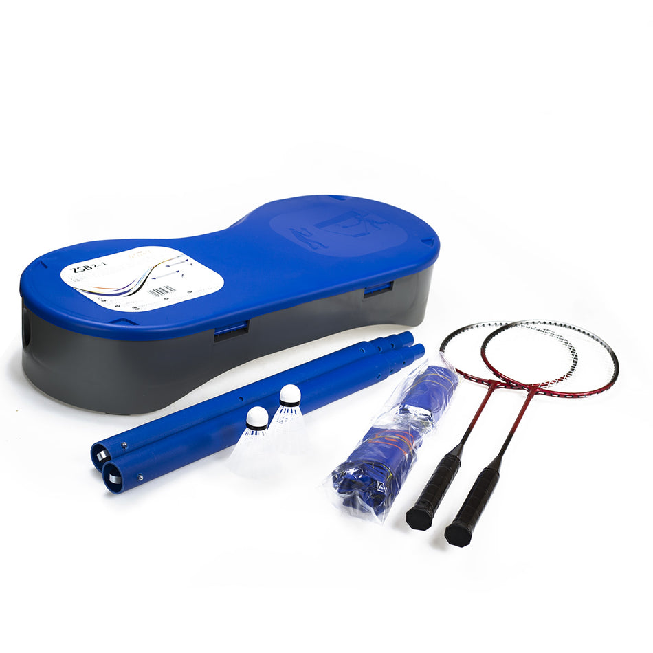ZSB2 SET 2-in-1 SCHLÄGER + BADMINTONNETZ + TENNISNETZ + 2 SCHLÄGER + 3 FEDERBÄLLE + KOFFER NILS
