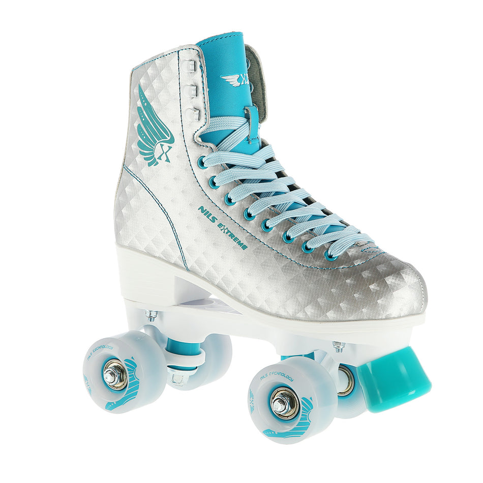 NQ14198 SILBERN-TÜRKISFARBIG GRÖßE 32 ROLLSCHUHE NILS EXTREME