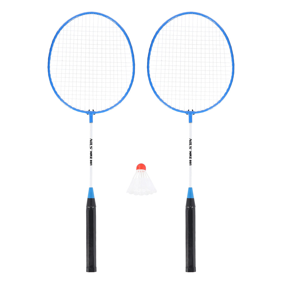 NRZ001 BADMINTON-SET BLAU – 2 SCHLÄGER + FEDERBALL NILS