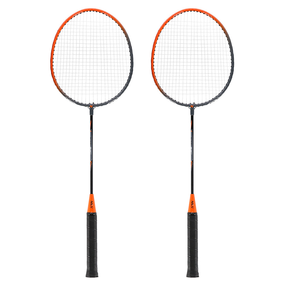 NRZ005 STAHL / BADMINTONSET 2 SCHLÄGER + SCHUTZHÜLLE NILS