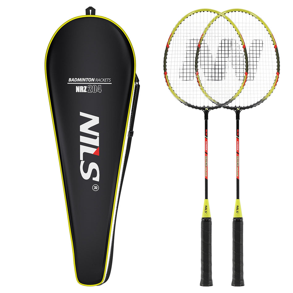NRZ204 ALUMINIUM / SET MIT BADMINTONSCHLÄGERN + SCHUTZHÜLLE NILS