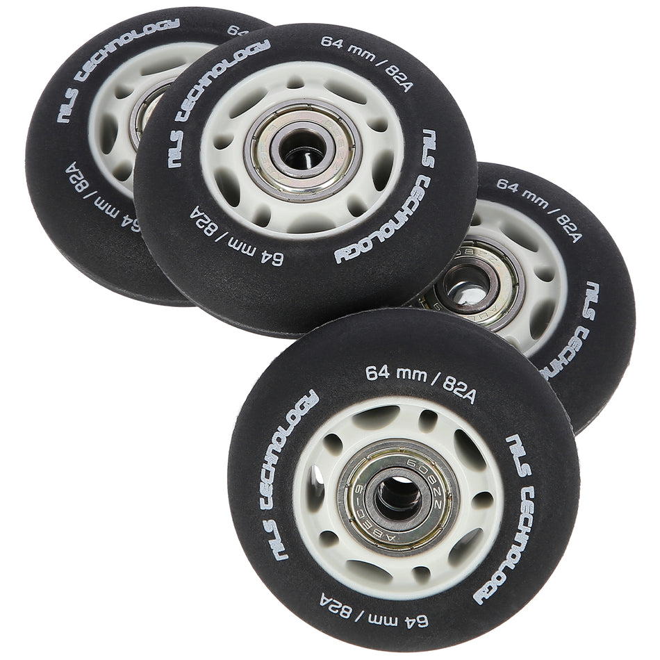 PU 64x24 82A SCHWARZ MATT (4 St.) + ABEC-9 (8 St.) SET NILS EXTREME
