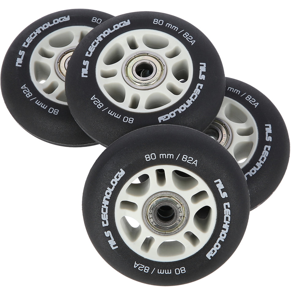 PU 80x24 82A SCHWARZ MATT (4 STK.) + ABEC-9 (8 STK.) SET NILS EXTREME