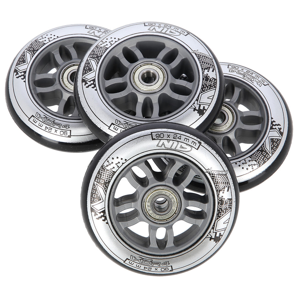 PU 90x24 82A SCHWARZ (4 STK.) + ABEC-9 CHROME (8 STK.) SET NILS EXTREME