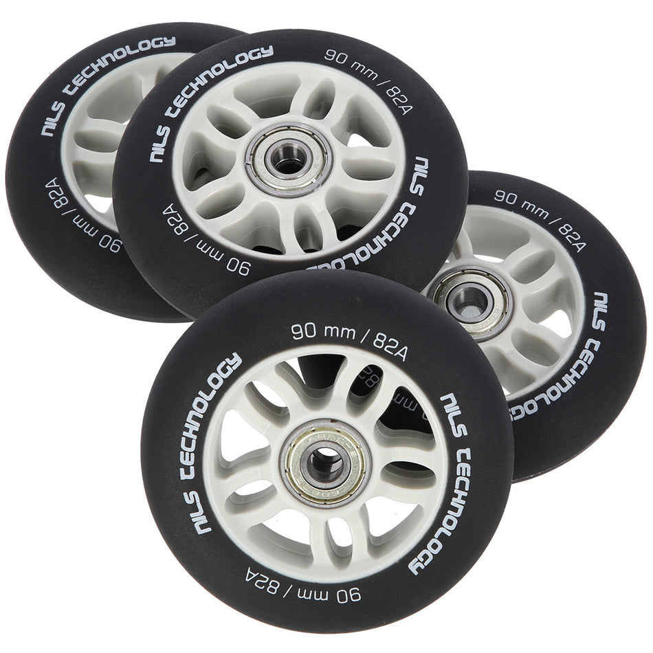 PU 90x24 82A SCHWARZ MATT (4 STK.) + ABEC-9 CHROME (8 STK.) SET NILS EXTREME
