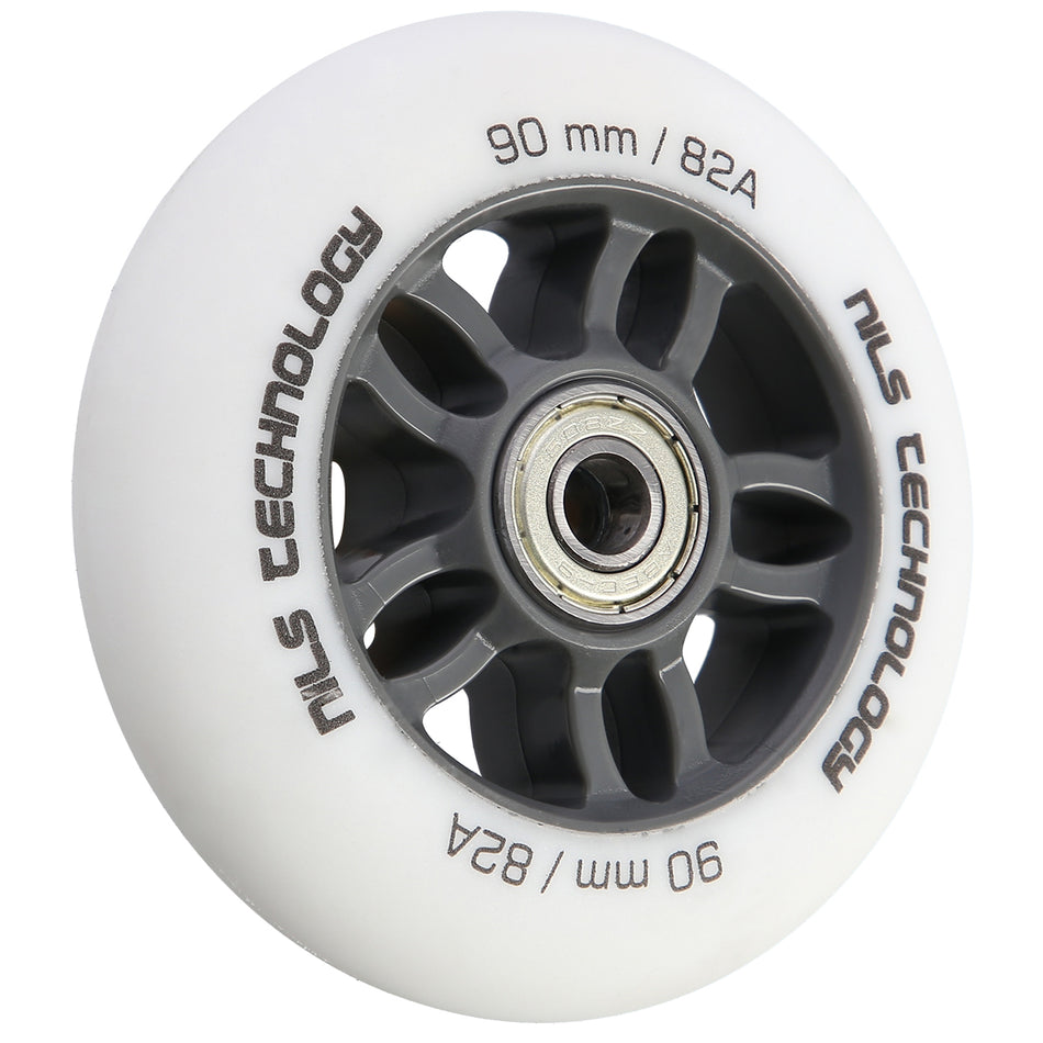 PU 90x24 82A WEIß MATT (4 STK.) + ABEC-9 CHROME (8 STK.) SET NILS EXTREME