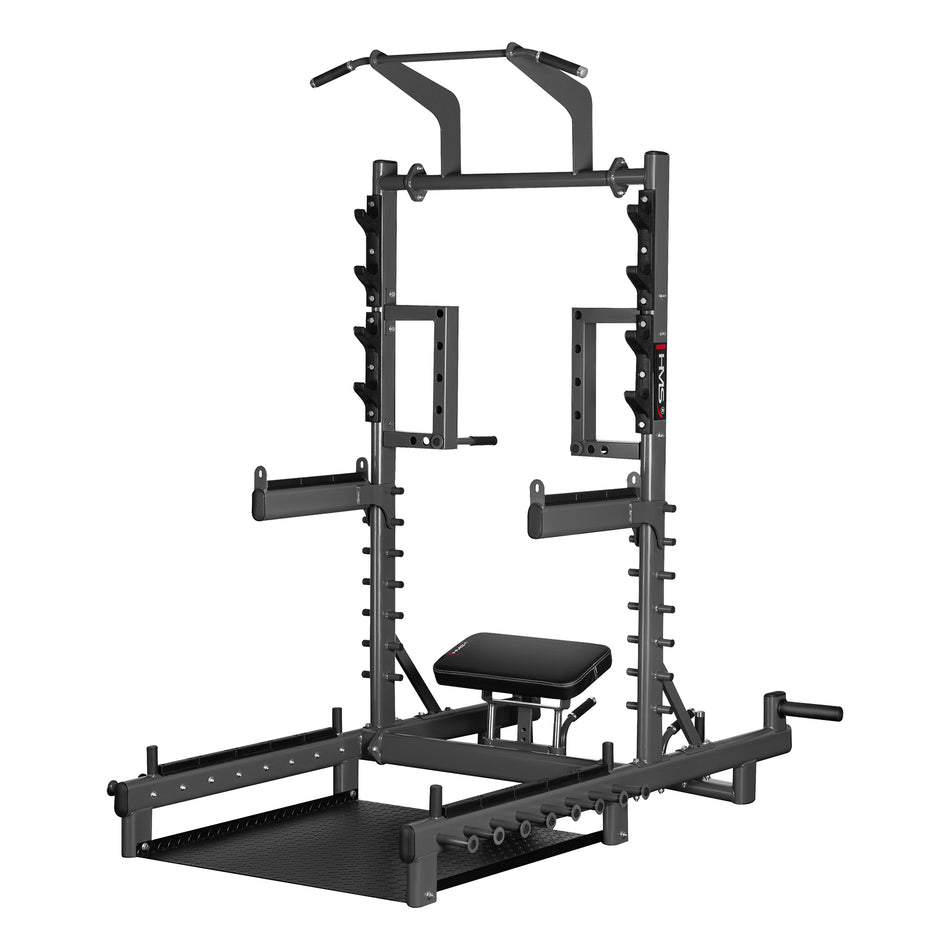 SMP01 MULTIFUNKTIONS-POWER-RACK MIT PLATFORM FÜR HIP THRUST UND GEWICHTHEBEN COMMERCIAL HMS
