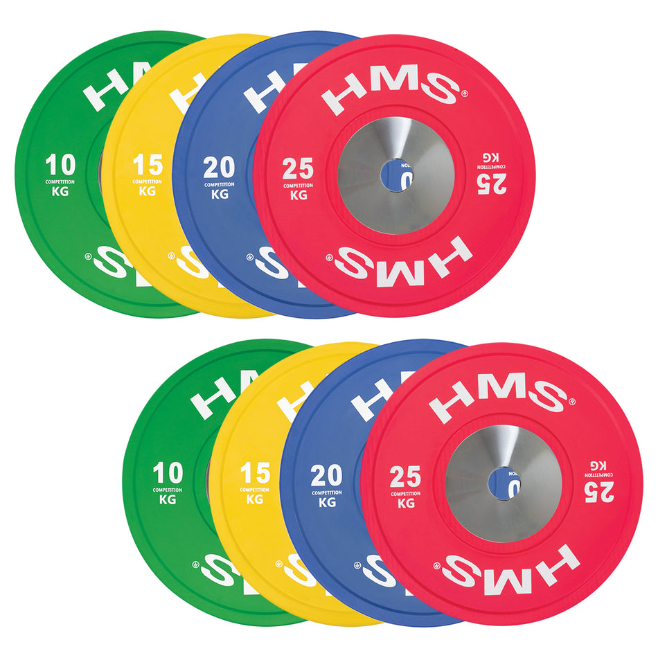 TBR PROFI SET (8 STK. - 10,15,20,25) SET MIT OLYMPISCHEN BUMPER-HANTELSCHEIBEN HMS